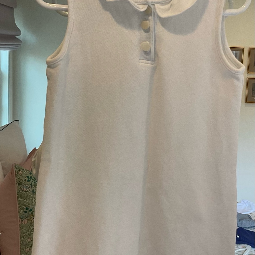 Classic Prep White Sleeveless Polo Dress with Peter Pan Collar